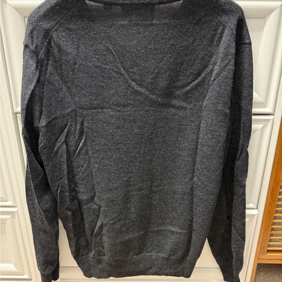 Calvin Klein Black Merino V-Neck Sweater Timeless Knit - Picture 2 of 4